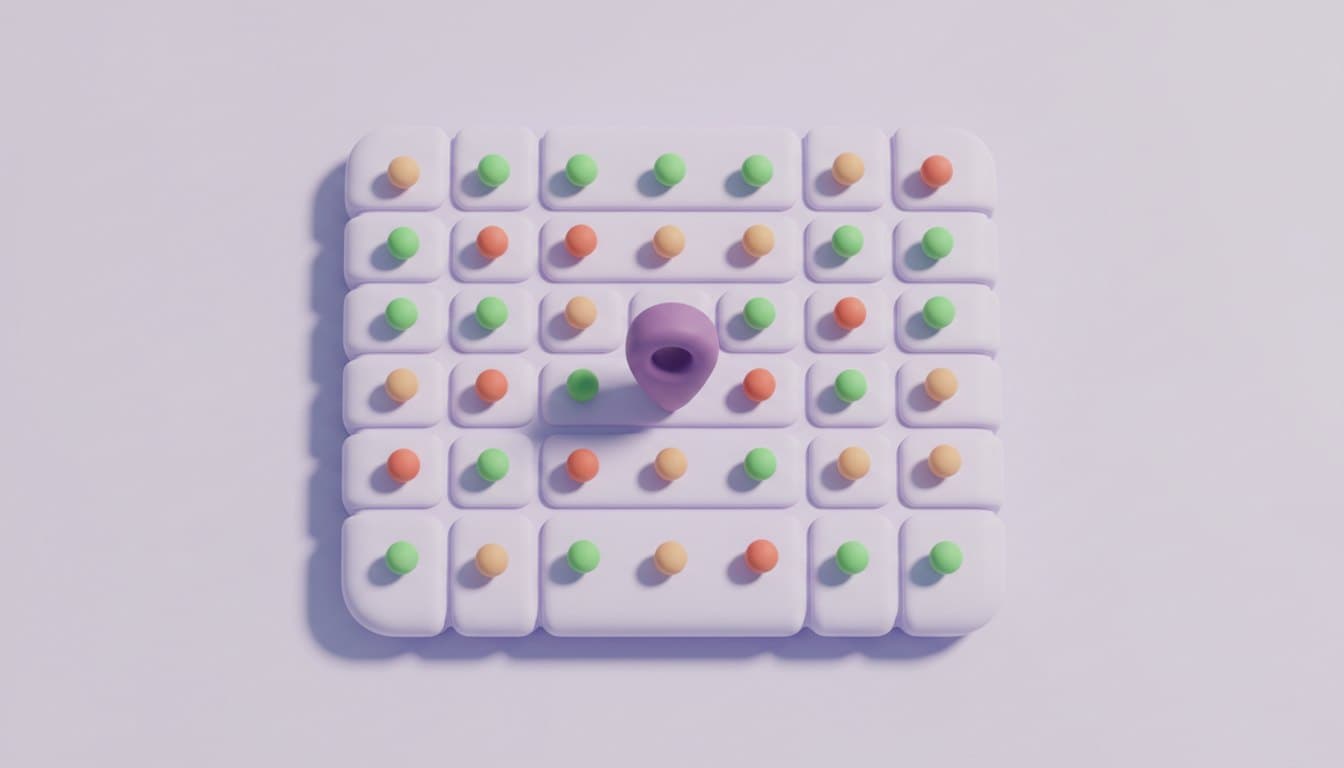 Map grid illustration with ranking pins