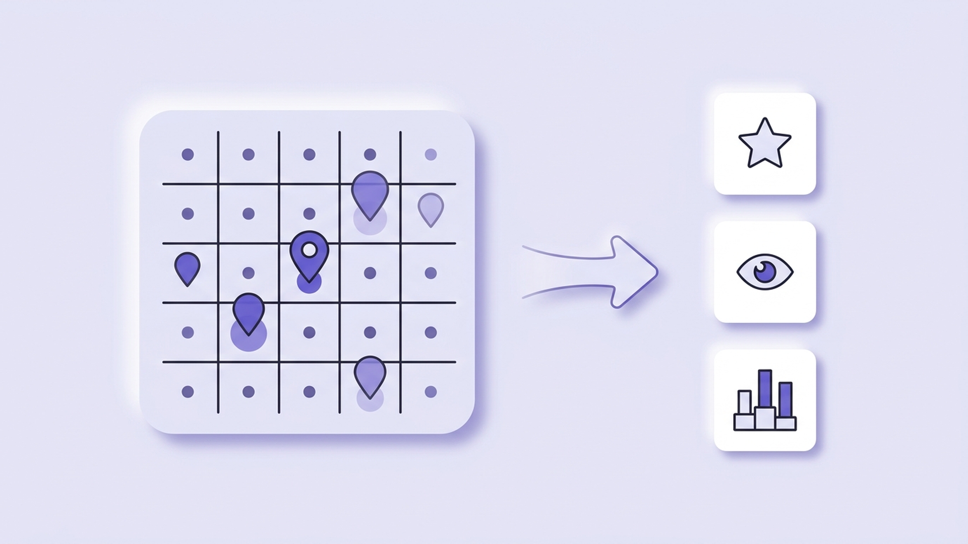 Explainer: how a map rank tracker lays a grid of points around a shop, scans each point, and turns the results into three numbers